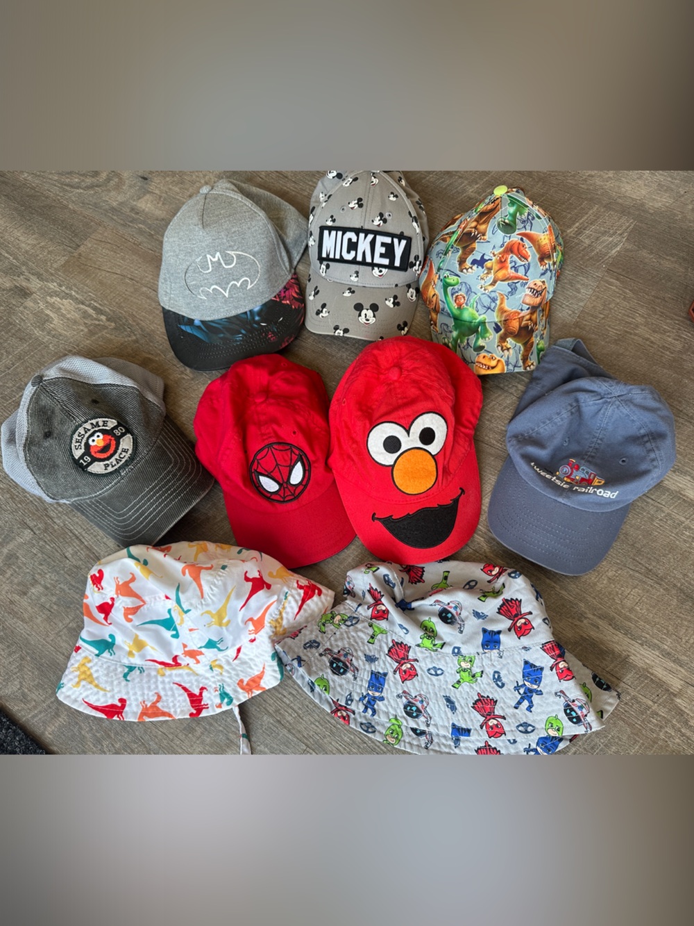 Epic Hat Bundle! Elmo Mickey Spider-Man Good Dinosaur PJ Masks: 10 hats!